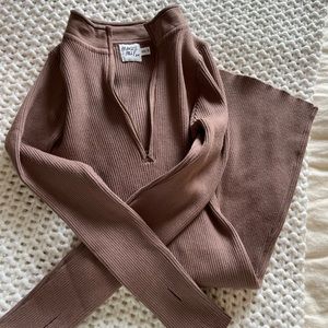 Princess polly ribbed quarter zip long sleeve dress